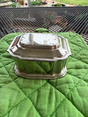 Silver Plated Dark Blue Velvet Lined Jewelry Box